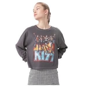 Urban Outfitters Day by Daydreamer KISS Gray Long Sleeve Pullover Tee Size M